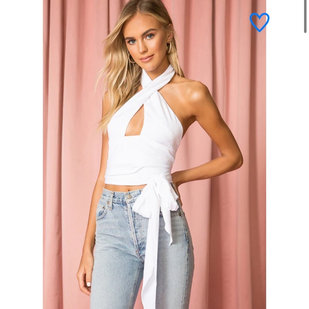 Revolve Superdown Jennifer Wrap Top White size XS